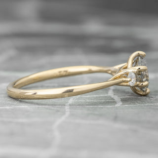 1.49 Carat Salt and Pepper Diamond Engagement Ring, Madison Setting, 14K Yellow Gold