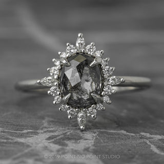 Black Speckled Diamond Engagement Ring
