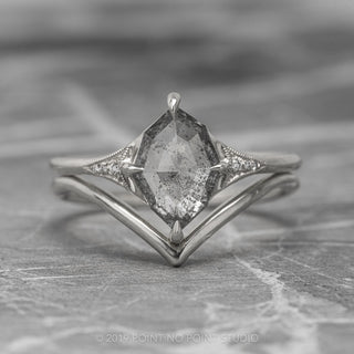 1.34 Carat Salt and Pepper Geometric Marquise Diamond Engagement Ring, Aela Setting, 14K White Gold