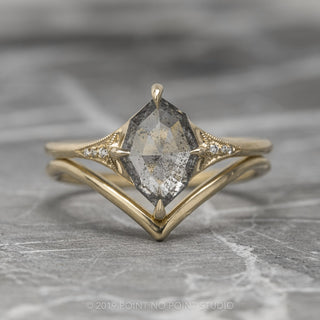 1.34 Carat Salt and Pepper Geometric Marquise Diamond Engagement Ring, Aela Setting, 14K Yellow Gold