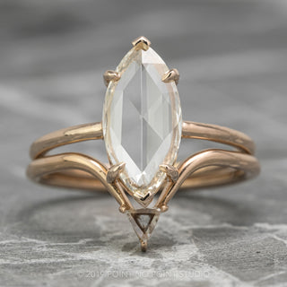 Exquisite 1.35 carat marquise diamond set in a rose gold Jane engagement ring, front view