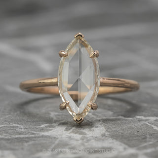 1.35 ct clear marquise diamond ring in Jane setting of 14K rose gold, angled view