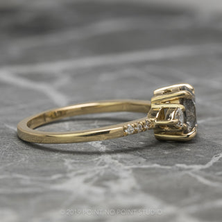 1.68 Carat Salt and Pepper Round Diamond Engagement Ring, Eliza Setting, 14K Yellow Gold
