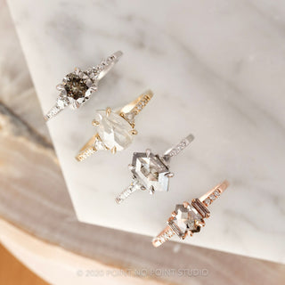 1.65ct Semi Translucent White Pear Diamond Engagement Ring, Eliza Setting, 14K Yellow Gold