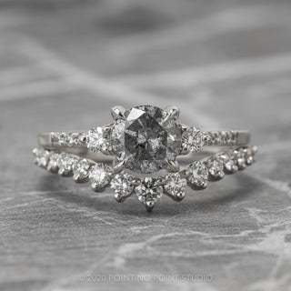 1.33 Carat Salt and Pepper Diamond Engagement Ring, Eliza Setting, 14k White Gold