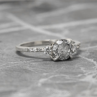 1.33 Carat Salt and Pepper Diamond Engagement Ring, Eliza Setting, 14k White Gold