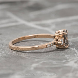 1.33 Carat Salt and Pepper Round Diamond Engagement Ring, Eliza Setting, 14K Rose Gold
