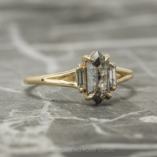 Black Speckled Hexagon Diamond Engagement Ring