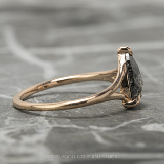 Black Speckled Pear Diamond Engagement Ring