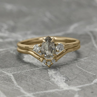 1.04 Carat Salt and Pepper Pear Diamond Engagement Ring, Zoe Setting, 14K Yellow Gold