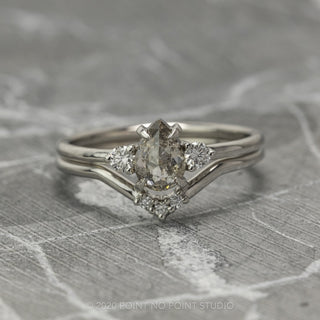 1.04 Carat Salt and Pepper Pear Diamond Engagement Ring, Zoe Setting, 14k White Gold