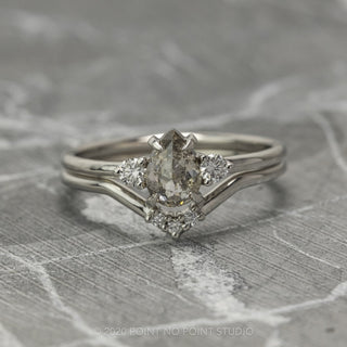 1.04 Carat Salt and Pepper Pear Diamond Engagement Ring, Zoe Setting, Platinum