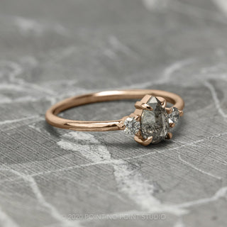 1.04 Carat Salt and Pepper Pear Diamond Engagement Ring, Zoe Setting, 14K Rose Gold