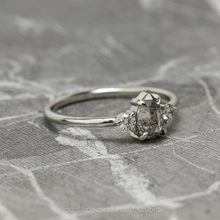1.04 Carat Salt and Pepper Pear Diamond Engagement Ring, Zoe Setting, 14k White Gold