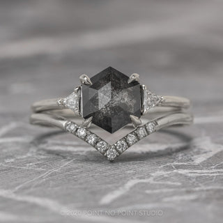 1.37 Carat Black Speckled Hexagon Diamond Engagement Ring, Zoe Setting, Platinum