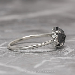 1.37 Carat Black Speckled Hexagon Diamond Engagement Ring, Zoe Setting, 14K White Gold