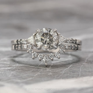 1.15 Carat Salt and Pepper Round Diamond Engagement Ring, Ombre Eliza Setting, Platinum