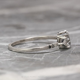 1.15 Carat Salt and Pepper Round Diamond Engagement Ring, Ombre Eliza Setting, Platinum