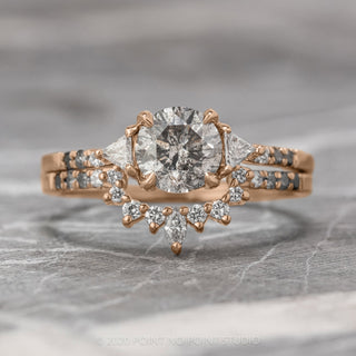 1.15 Carat Salt and Pepper Round Diamond Engagement Ring, Ombre Eliza Setting, 14K Rose Gold