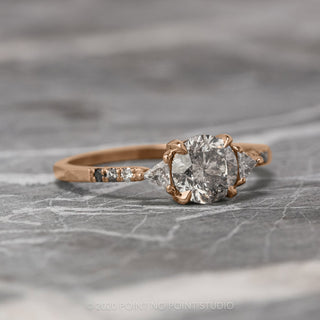 1.15 Carat Salt and Pepper Round Diamond Engagement Ring, Ombre Eliza Setting, 14K Rose Gold