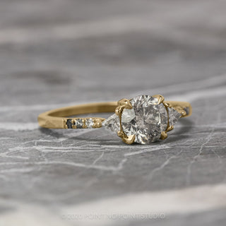 .89 Carat Salt and Pepper Diamond Engagement Ring, Ombre Eliza Setting, 14K Yellow Gold