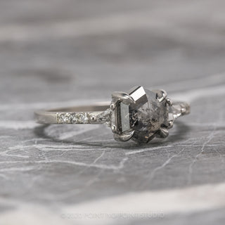 1.25 Carat Salt and Pepper Hexagon Diamond Engagement Ring, Eliza Setting, Platinum