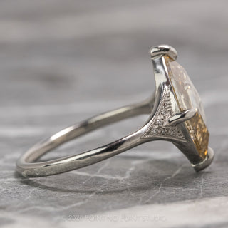 3.02 Carat Clear Champagne Lozenge Diamond Engagement Ring, Aela Setting, Platinum