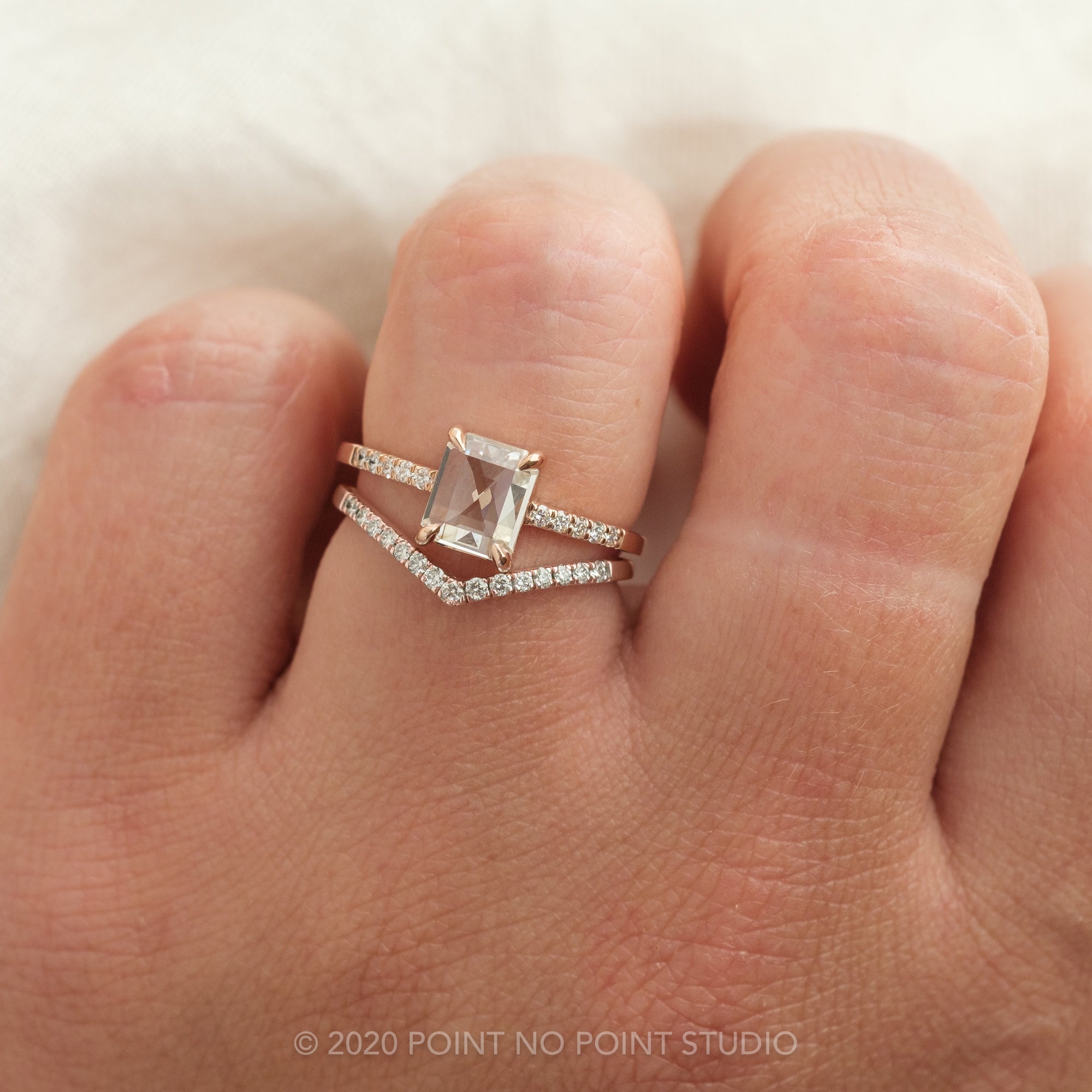 Clear Diamond Engagement Ring, Point No Point Studio