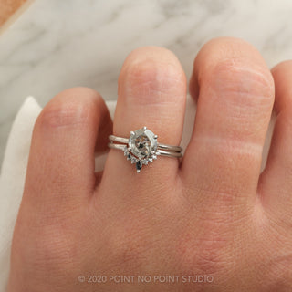 Salt & Pepper Diamond Contour Engagement Ring, Large Etta Setting, Platinum