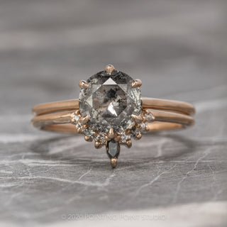 Salt & Pepper Diamond Contour Engagement Ring, Large Etta Setting, 14k Rose Gold