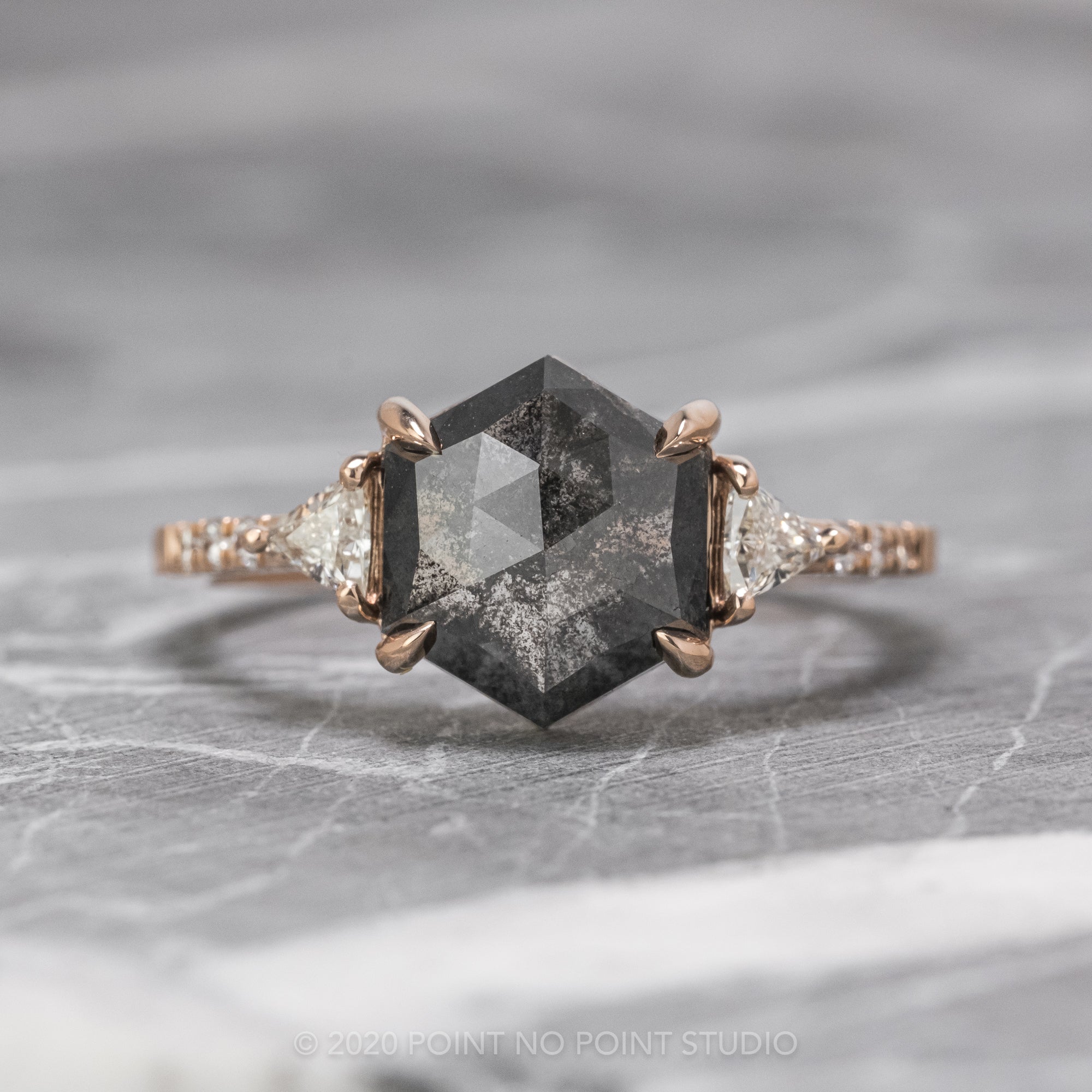 Black diamond hexagon ring Clearance