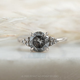 salt and pepper round diamond engagement ring