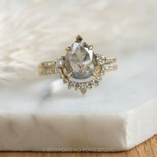 salt and pepper pear diamond ring