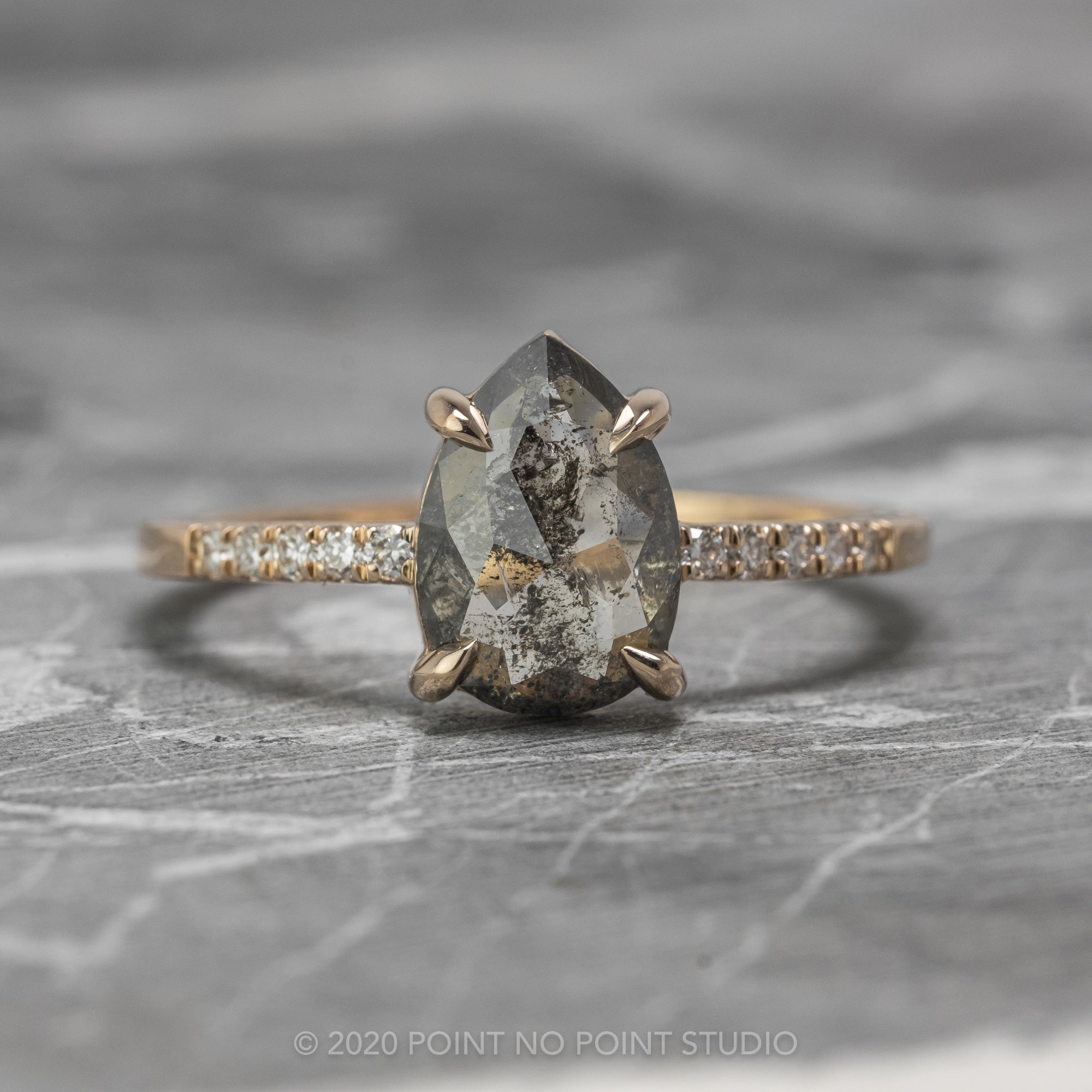 Salt and Pepper Diamond Engagement Ring, Point No Point Studio