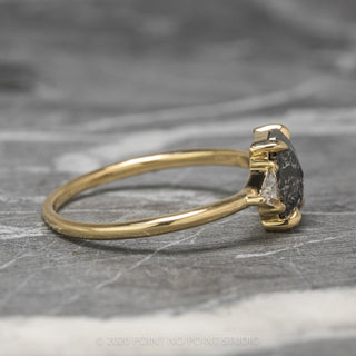 1.52 Carat Salt and Pepper Emerald Shaped Diamond Engagement Ring, Zoe Setting, 14K Yellow Gold
