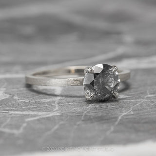 1.64 Carat Salt and Pepper Engagement Ring, Jane Setting, 14K White Gold