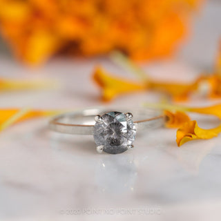1.51 Carat Salt and Pepper Diamond Engagement Ring, Jane Setting, 14K White Gold
