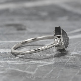 1.39 Carat Black Speckled Hexagon Diamond Engagement Ring, Zoe Setting, Platinum
