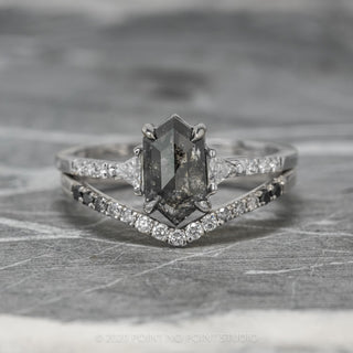 1.32ct Black Speckled Hexagon Diamond Engagement Ring, Eliza Setting, Platinum