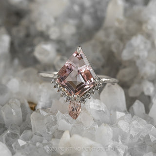 2.34 Carat Kite Morganite and Diamond Engagement Ring, Ava Setting, Platinum