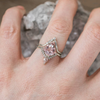 2.34 Carat Kite Morganite and Diamond Engagement Ring, Ava Setting, Platinum