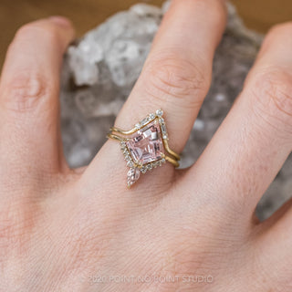 2.34 Carat Kite Morganite and Diamond Engagement Ring, Ava Setting, 14K Yellow Gold