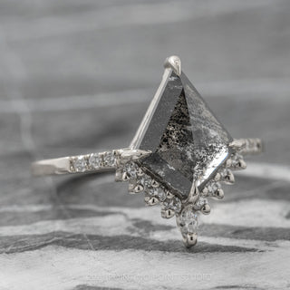 2.56 Carat Black Speckled Kite Diamond Engagement Ring, Avaline setting, Platinum