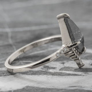 2.56 Carat Black Speckled Kite Diamond Engagement Ring, Avaline setting, Platinum