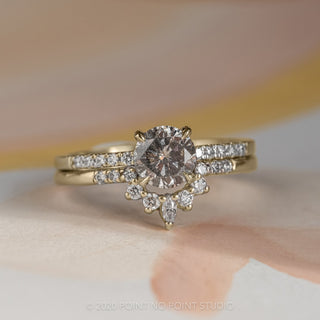 1.11 Carat Salt and Pepper Round Diamond Engagement Ring, Jules Setting, 14K Yellow Gold