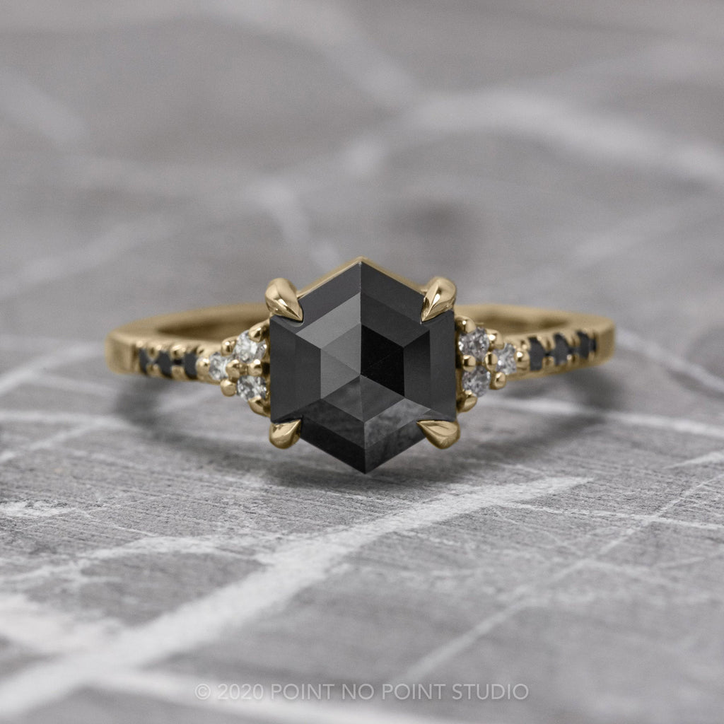 Black Hexagon Diamond Ring, Point No Point Studio