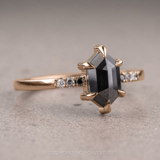 1.37 Carat Black Hexagon Diamond Engagement Ring, Ombre Jules Setting, 14k Rose Gold