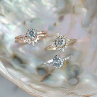 1.45tcw Salt & Pepper Round Diamond Engagement Ring, Madeline Setting, 14K Rose Gold