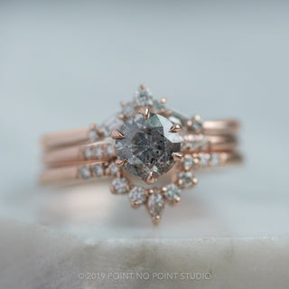 1.12 Carat Salt and Pepper Round Diamond Engagement Ring, Madeline Setting, 14K Rose Gold