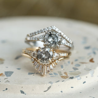1.17 Carat Salt and Pepper Diamond Engagement Ring, Eliza Setting, 14K Yellow Gold